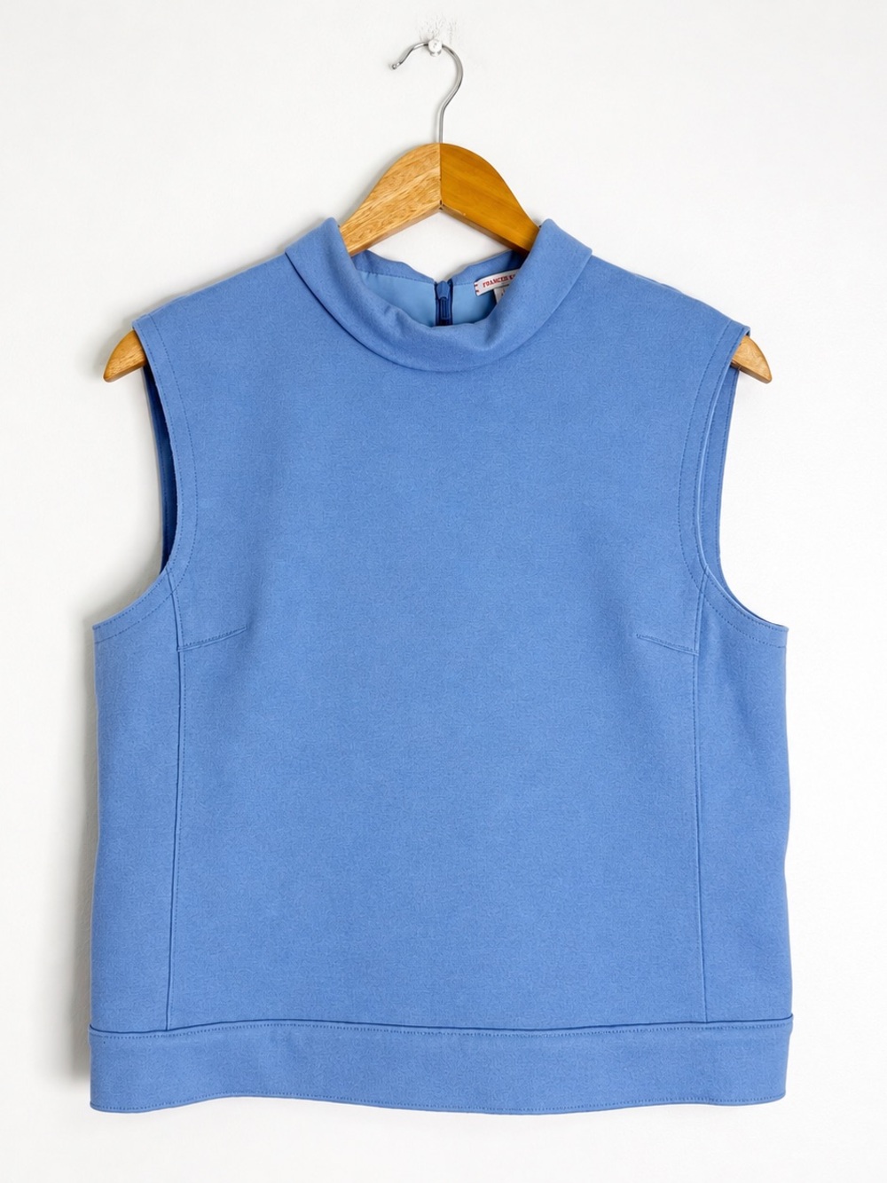 Frances Valentine Colette Top Size M Blue Wool Blend Sleeveless $328 Retail